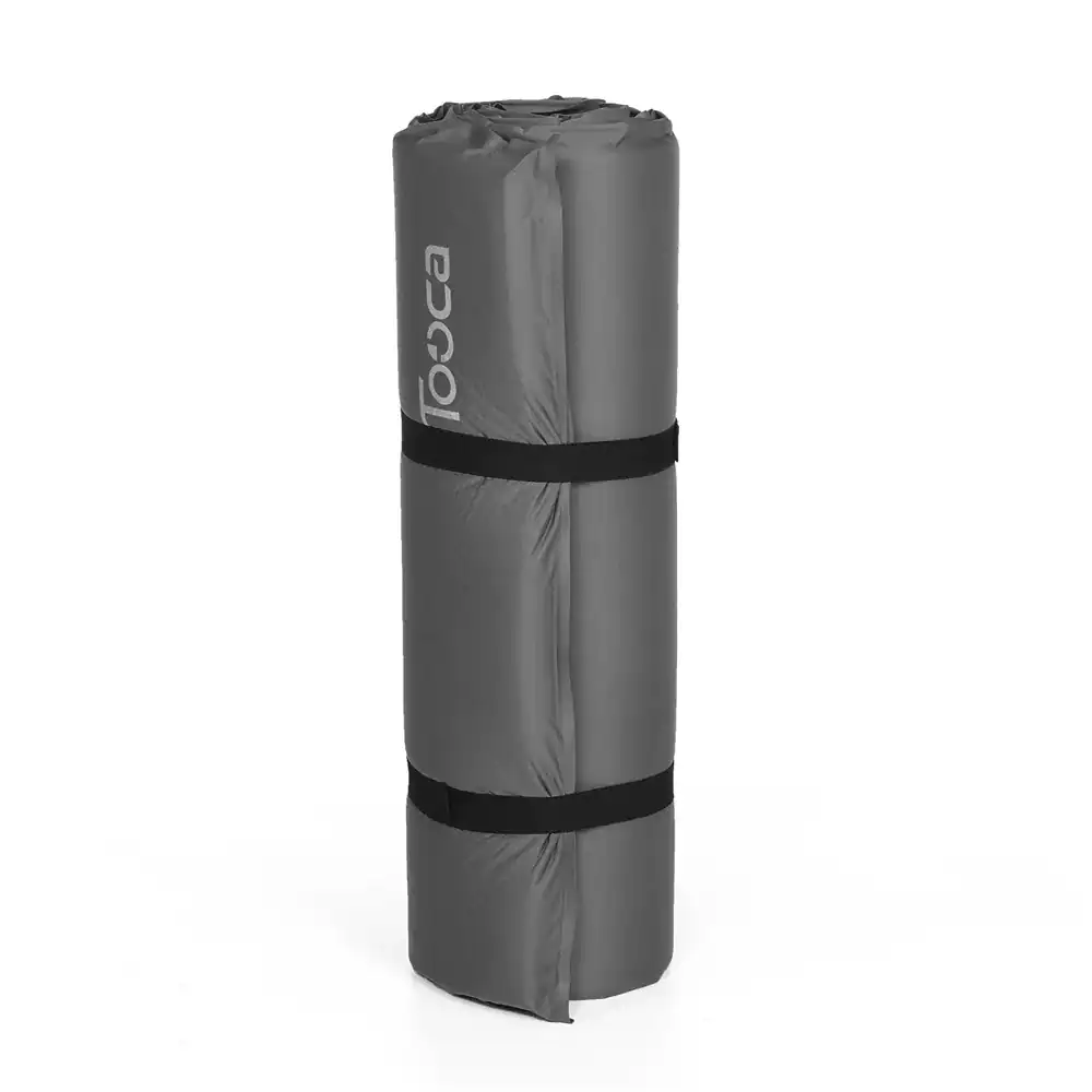 Durable gray carrying bag designed for massage tables, offering secure strap fastening and compact storage for travel and home use.