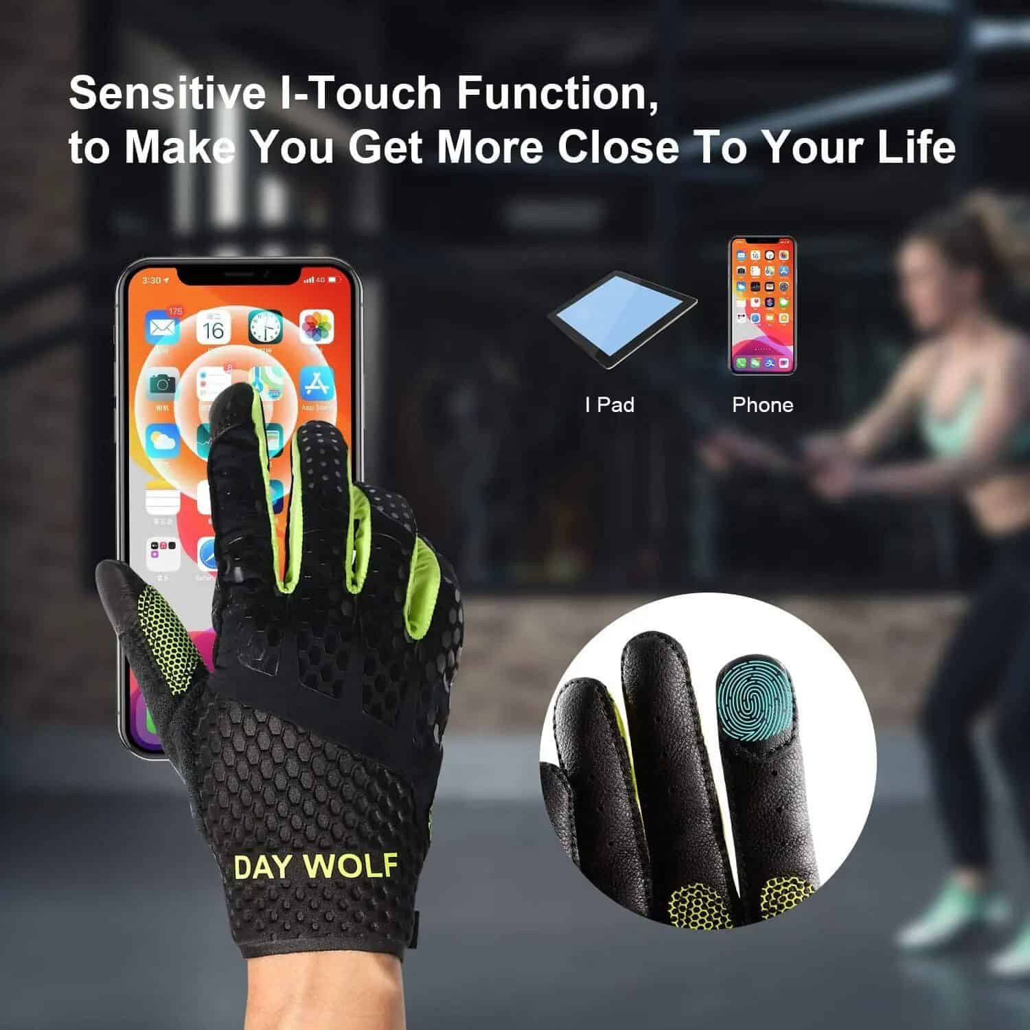 High-tech touchscreen gloves compatible with smartphones and tablets, ideal for cold weather wear, offering sensitive I-Touch functionality for seamless device operation.