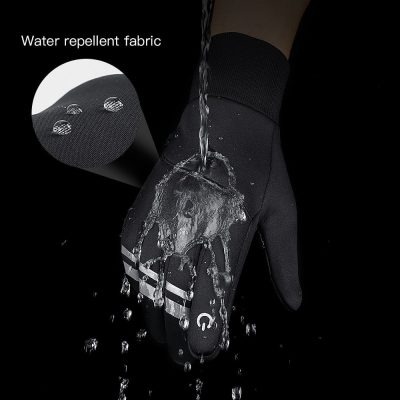 Waterproof smart glove with water repellent fabric; perfect for outdoor activities, touch screen use, sports, and work. Breathable, durable material ensures comfort in any weather conditions.