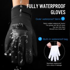 High-quality fully waterproof gloves with outer waterproof fabric and built-in leak-proof bag for enhanced protection and durability.