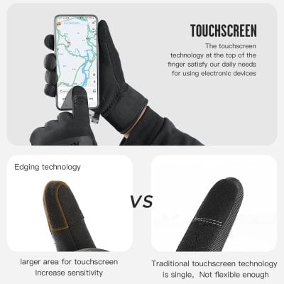 Comfortable touchscreen gloves designed for smartphones and tablets, allowing easy use of electronic devices in cold weather with advanced touch tech.