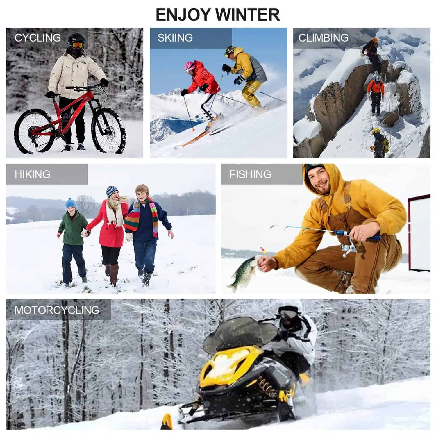 Enjoy winter adventures including cycling, skiing, climbing, hiking, fishing, and motorcycling with top equipment and gear from Monalisa Store.