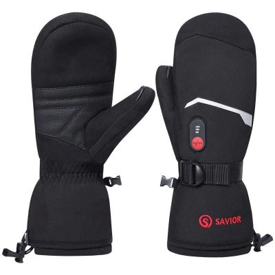High-quality black ski gloves with thermal insulation and adjustable strap for optimal fit, suitable for winter sports and outdoor activities.