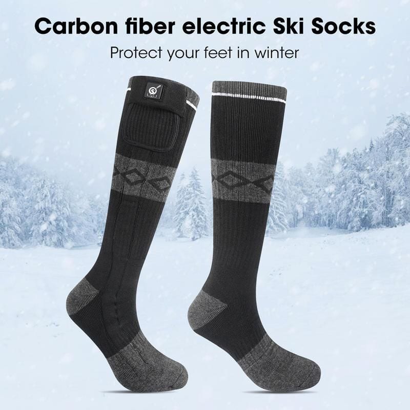Premium electric ski socks for winter warmth and foot protection. Perfect for skiing and snowboarding in cold conditions, crafted with high-quality carbon fiber for durability and comfort.