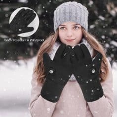 Water-resistant, windproof touchscreen gloves for cold weather outdoor activities. Keep your hands warm and protected while using devices in winter conditions.