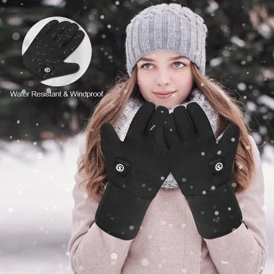 Water-resistant, windproof touchscreen gloves for cold weather outdoor activities. Keep your hands warm and protected while using devices in winter conditions.