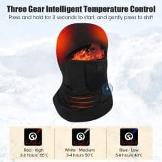 High-tech thermal winter mask with adjustable temperature settings for outdoor protection.