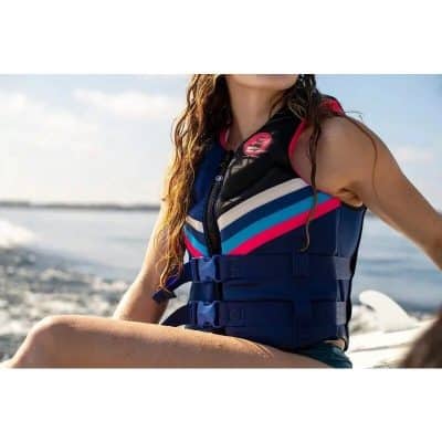 Stylish and durable life vest designed for boating, water sports, and outdoor safety. Perfect for adults seeking reliable floatation gear during water adventures.