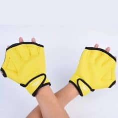 Bright yellow workout gloves with black accents, designed for enhanced grip and comfort during exercise, suitable for gym and sports activities.