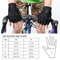 High-quality LED gloves for cycling and outdoor activities, offering safety and visibility in low light conditions. Comfortable fit with adjustable sizes for optimal performance.