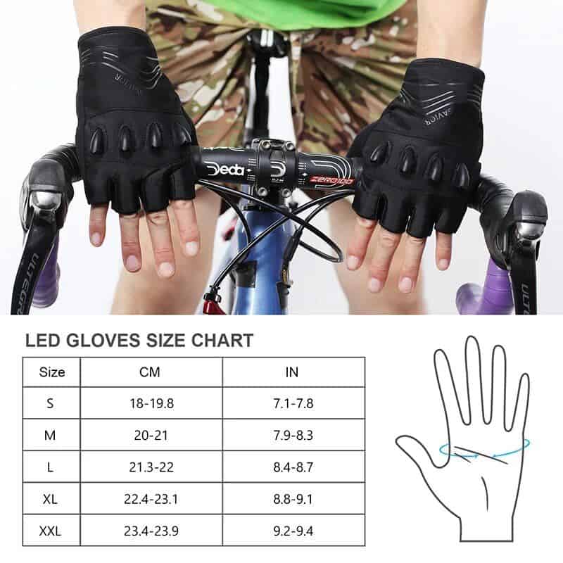 High-quality LED gloves for cycling and outdoor activities, offering safety and visibility in low light conditions. Comfortable fit with adjustable sizes for optimal performance.