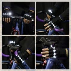 LED cycling gloves for night riding.