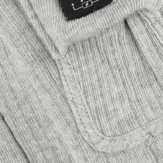 Close-up of a textured gray fabric eyeglass case with Monalisa branding, ideal for storing glasses and sunglasses. Durable, sleek design with premium materials for optical accessories.