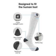Smart sock with intelligent switch, durable sock heel, reinforced sock tip, and built-in battery bag for foot health monitoring.