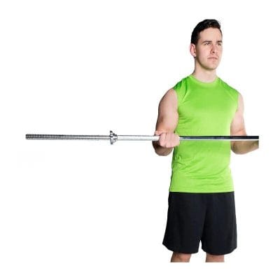 A young man in a bright green sleeveless shirt lifts a barbell, showcasing strength and fitness training at Monalisa Medical Store. Perfect for fitness enthusiasts and athletes.