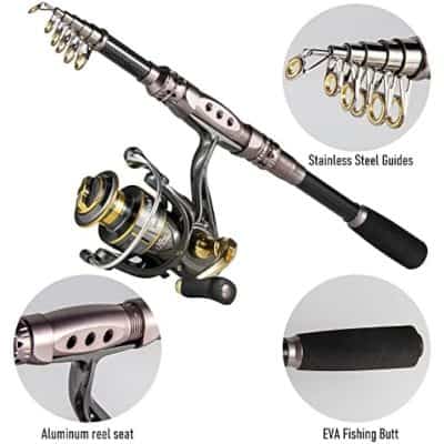 High-quality fishing rod with stainless steel guides, aluminum reel seat, and EVA fishing butt for durability and comfort in fishing sports. Perfect for marine and freshwater fishing enthusiasts.