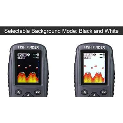 High-quality fish finder device with adjustable black and white background modes, featuring a clear sonar display for accurate underwater detection.
