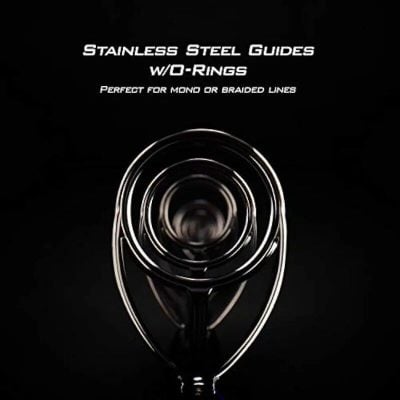 Optical lens guides with O-rings for mono or braided line fishing, made of durable stainless steel, ensuring precision and reliability in fishing gear.