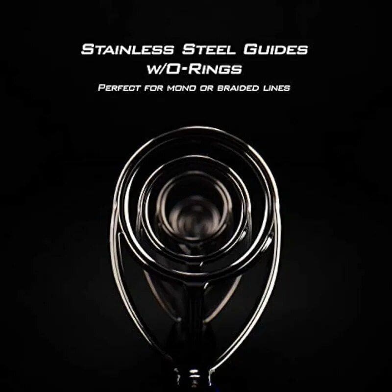 Optical lens guides with O-rings for mono or braided line fishing, made of durable stainless steel, ensuring precision and reliability in fishing gear.