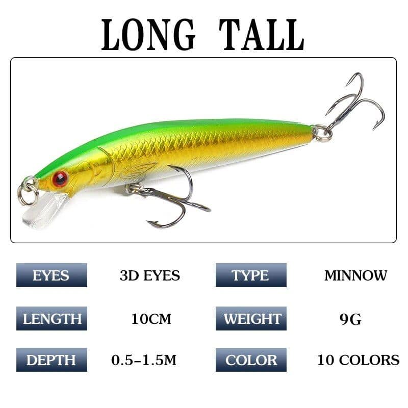 High-quality fishing lure with 3D eyes, vibrant color options, and durable design, perfect for freshwater and saltwater fishing enthusiasts.