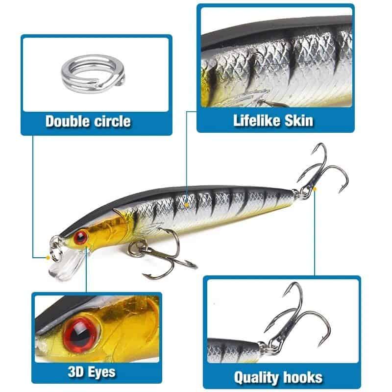 High-resolution fishing lure with double circle, lifelike skin, 3D eyes, and durable hooks for catfish and freshwater fishing.