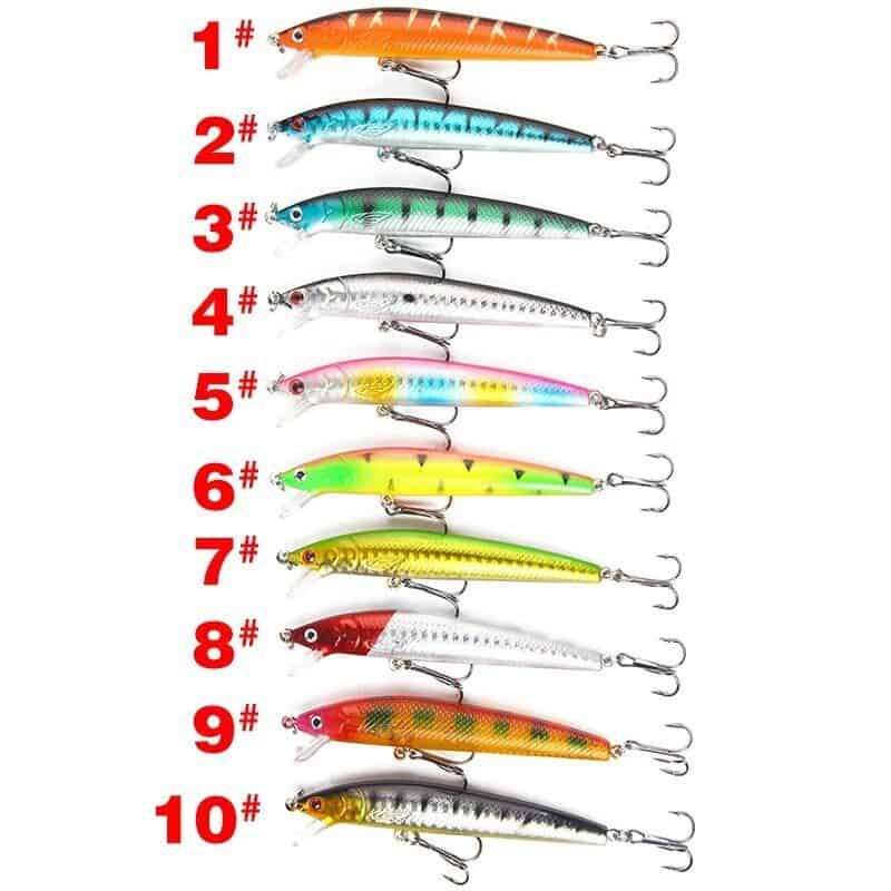 Vibrant fishing lure assortment for freshwater and saltwater fishing. Includes various colors and sizes with sharp hooks for attracting a variety of fish species. Perfect for anglers seeking reliable, high-quality tackle.