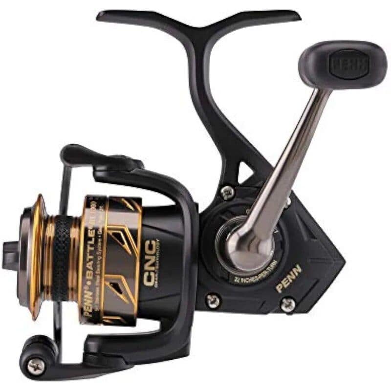 Precise black and gold fishing reel, ideal for all angling needs, durable and smooth operation, perfect for freshwater and saltwater fishing enthusiasts.