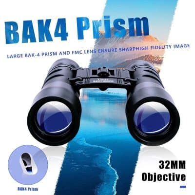 High-quality 32mm binoculars with Bak4 prism, perfect for outdoor adventures, bird watching, and sports events. Durable, clear vision, and sharp images with FMC lens technology.