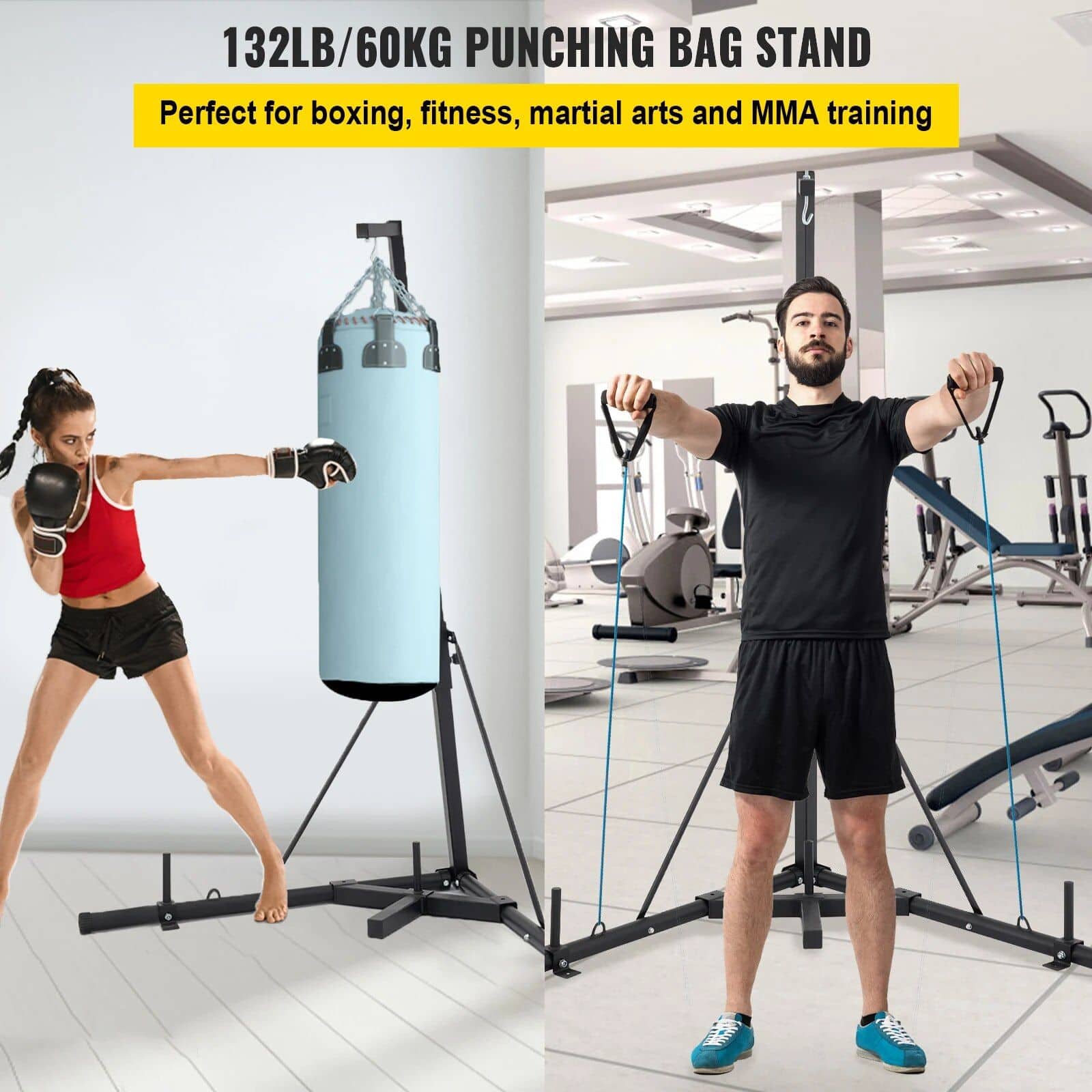 Durable 132LB/60KG punching bag stand for boxing, fitness, martial arts, and MMA training at Monalisa Store.