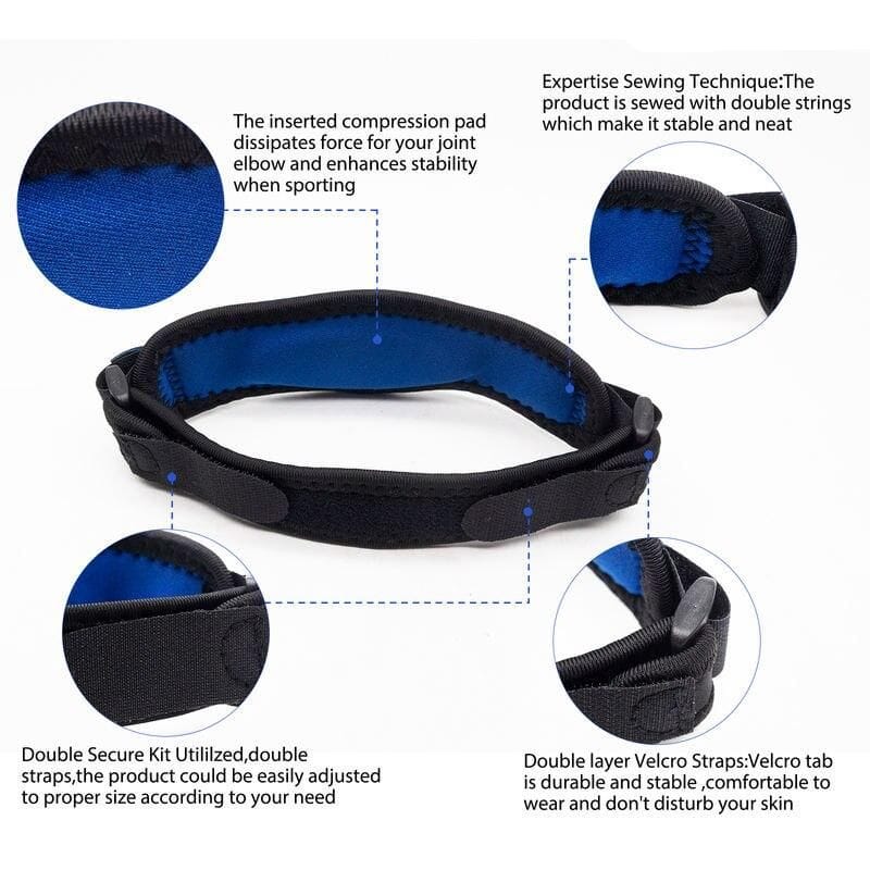 Durable sports headband for joint stability and comfort, featuring compression pads, double-layer Velcro straps, and secure fitting for active lifestyles.