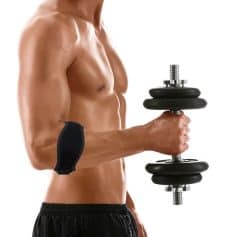 Close-up of a fit, muscular man with a toned upper body lifting a dumbbell, focusing on strength and fitness. Perfect for fitness, gym, and bodybuilding optics on Monalisa Store.