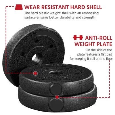Durable exercise weights with hard shell and anti-roll design for stability and safety during workouts. Perfect for strength training.