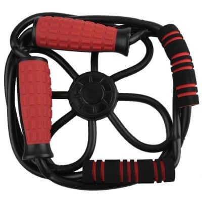 Durable jump rope handles featuring comfortable, non-slip red grips for efficient cardio workouts, weight loss routines, and fitness training. Perfect for home or gym exercises.