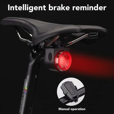 High-resolution image of an electric bike’s brake warning light with manual control buttons, emphasizing cycling safety and innovative brake alert technology.