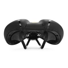 High-quality black bike saddle designed for comfort and durability, perfect for cycling enthusiasts. Ergonomic shape with cushioned padding for extended rides.