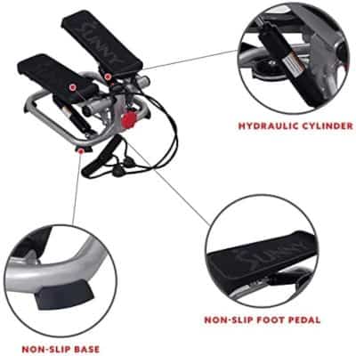 Durable hydraulic cylinder and non-slip foot pedal for safe, effective workout routines. Designed for home gym fitness, including non-slip base for stability.
