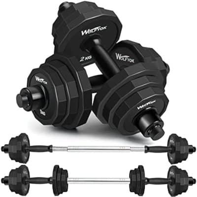 Adjustable dumbbell weight set for strength training and home gym workouts, includes 2 kg and 1 kg weights with a durable bar. Perfect for fitness enthusiasts seeking versatile exercise options.
