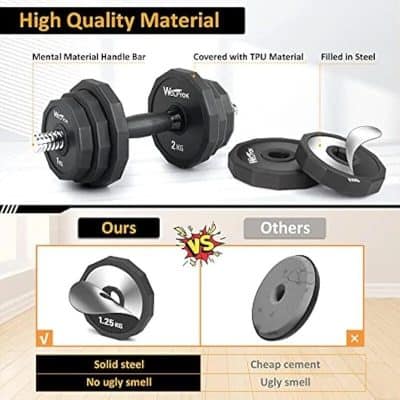 High-quality weight plate set with durable steel, covered with soft TPU material, and steel filling. Ideal for fitness enthusiasts and gyms.