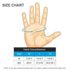 Hand size measurement guide.