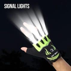 High-visibility finger signal lights glove with bright LED lights for improved safety during nighttime activities and outdoor sports.