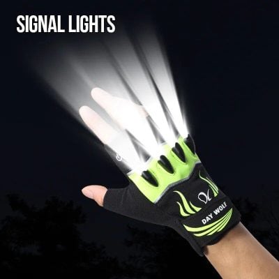 High-visibility finger signal lights glove with bright LED lights for improved safety during nighttime activities and outdoor sports.
