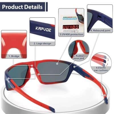 High-quality sports sunglasses with adjustable features, UV protection, rubber nose pads, and flexible rebuilding joints for ultimate comfort and style. Perfect for outdoor activities.