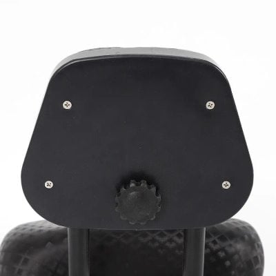 Close-up of a black orthotic foot support device with adjustable knob, designed for customized foot correction, pain relief, and enhanced mobility.