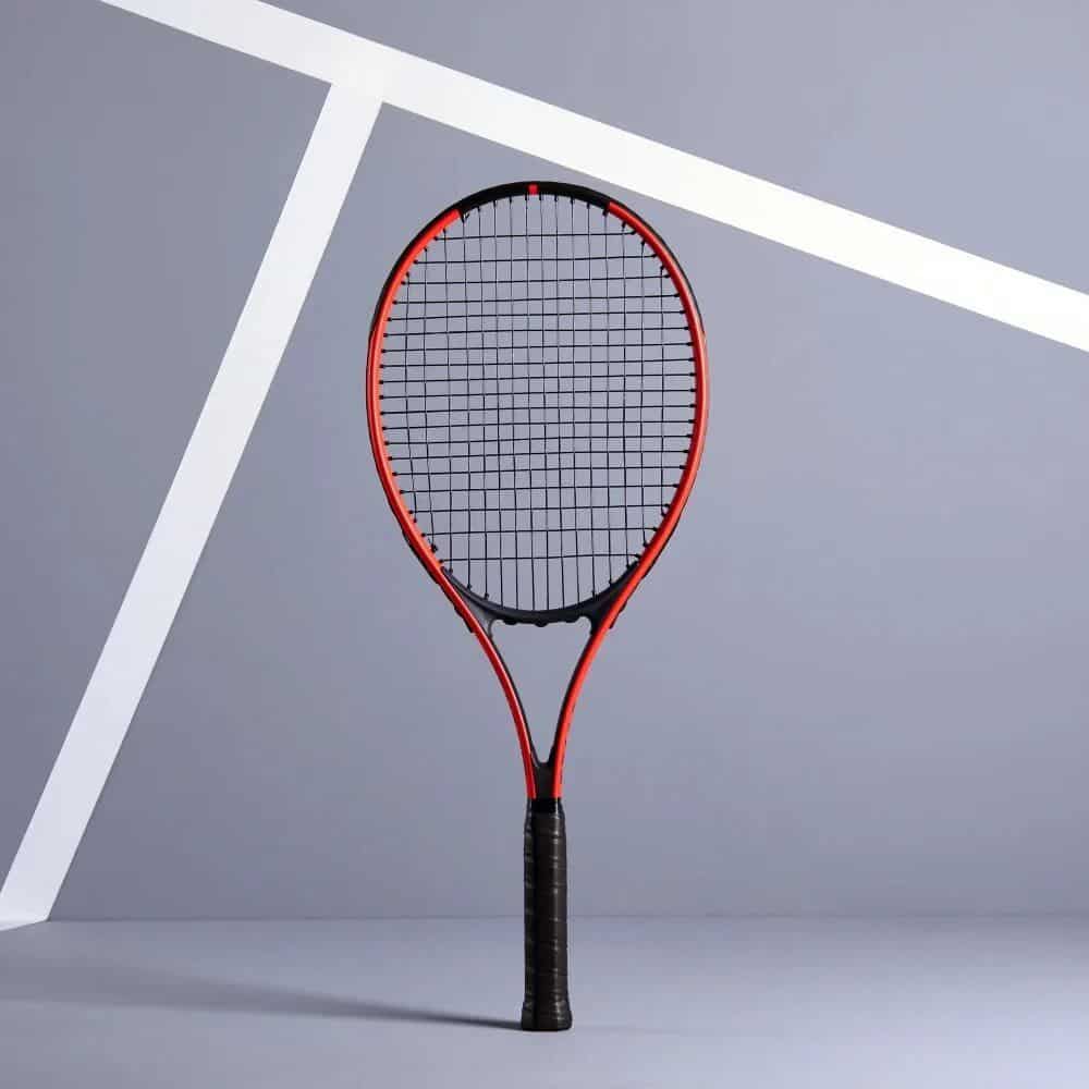 Tennis rackets. - Monalisa Store Modern tennis racket with black and red design on a minimal gray background.