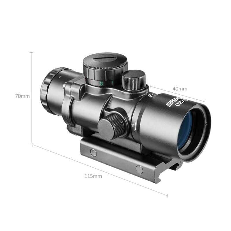 Optical rifle scope with adjustable zoom, illuminated reticle, and durable construction for hunting and shooting enthusiasts.