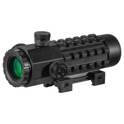 Premium tactical rifle scope with adjustable zoom, parallax, and durable construction for professional marksmanship and hunting needs.