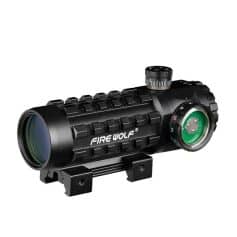 High-quality tactical rifle scope with adjustable reticle for precision shooting.
