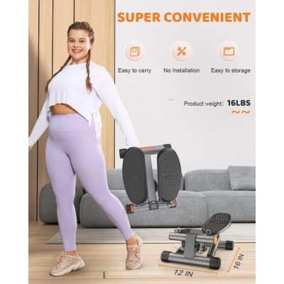 Non-slip, portable exercise stepper for home workouts, no installation required, lightweight design, easy to store, perfect for cardio fitness, supports up to 16 lbs, dimensions 12x16 inches.