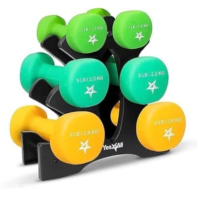 Dumbbell weights with vibrant colors, suitable for strength training and fitness workouts at Monalisa Store. Available in various weights for all fitness levels.