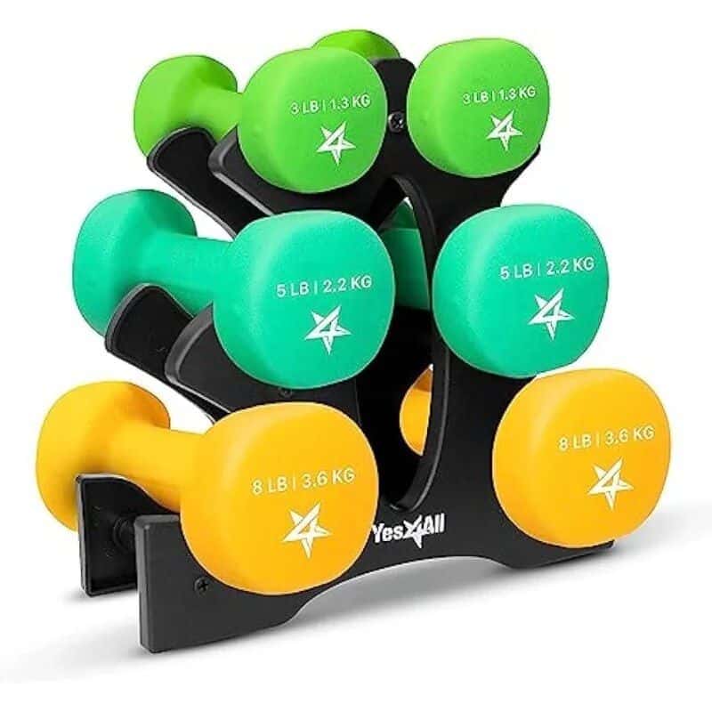 Dumbbell weights with vibrant colors, suitable for strength training and fitness workouts at Monalisa Store. Available in various weights for all fitness levels.
